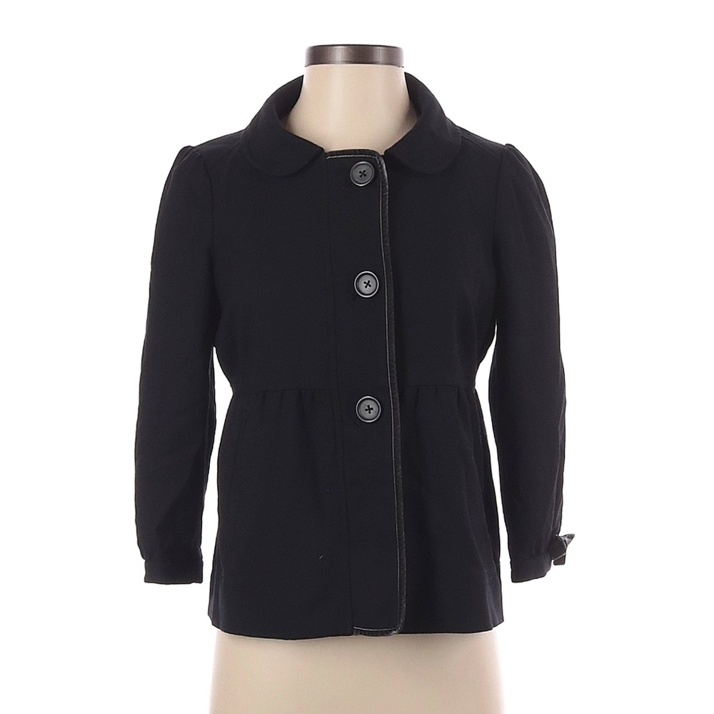 Juicy Couture Black Wool 3/4 Sleeve Blazer Velvet Trim